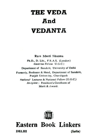 The Veda and Vedanta (An Old and Rare Book)