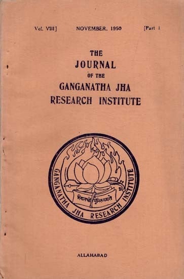 The Journal of the Ganganatha Jha Research Institute: November 1950, Part 1 (An Old and Rare Book)