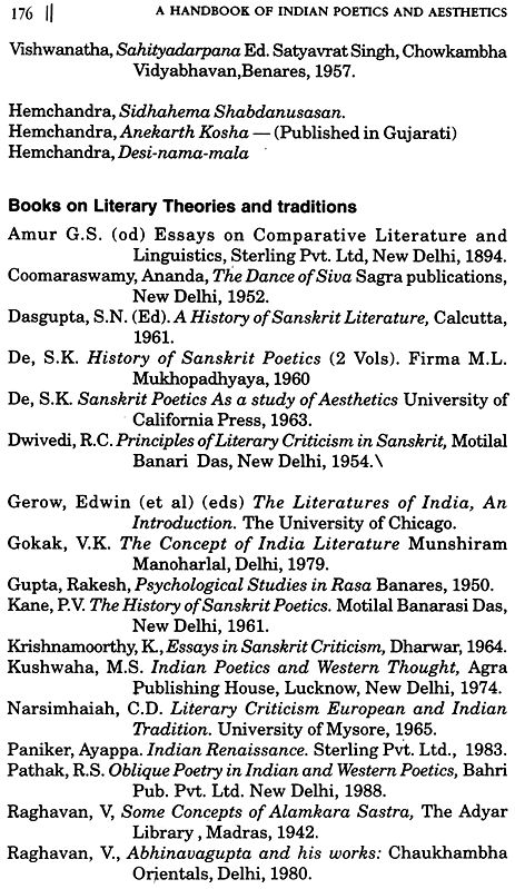 A Handbook Of The Indian Poetics And Aesthetics- Theories of Rasa ...