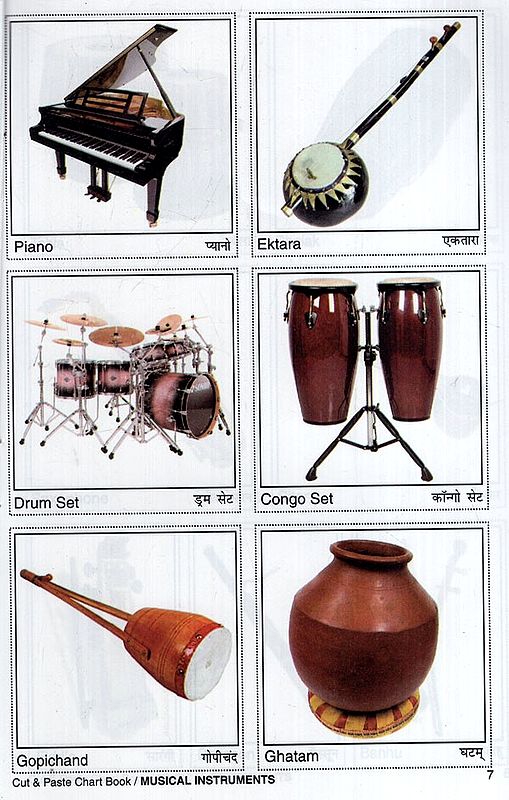 Cut & Paste Musical Instruments (Charts Book) Exotic India Art