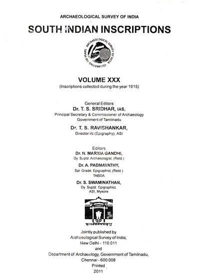 South Indian Inscriptions- Volume XXX (Archaelogical Survey of India)