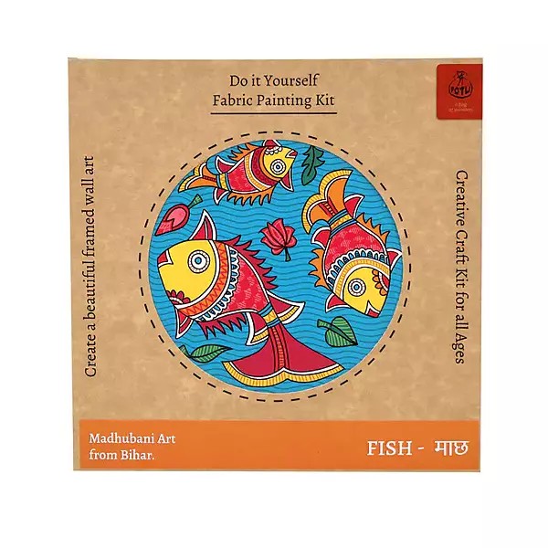 Fish- माछ: Madhubani Art from Bihar (Do It Yourself Fabric Printing Kit)