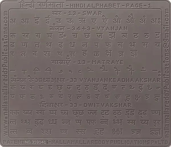 Hindi Language Alphabet Slates for Children with Complete Letters in Grooves to Learn Thoroughly by Tracing with Pencil