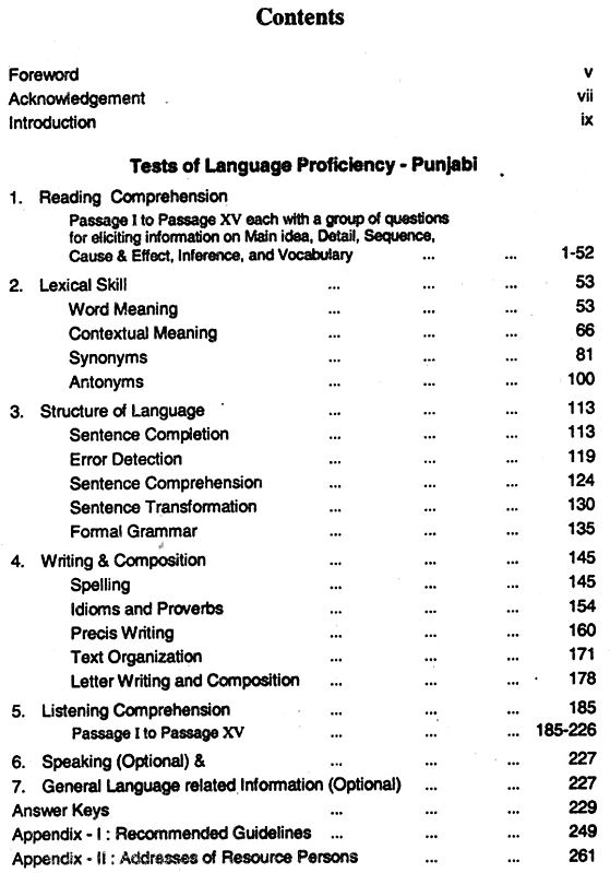 Tests of Language Proficiency Punjabi For Secondary (Standard X) Level
