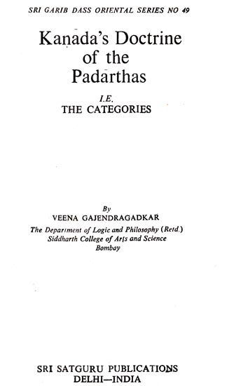 Kanada's Doctrine of the Padarthas  (An Old Book)
