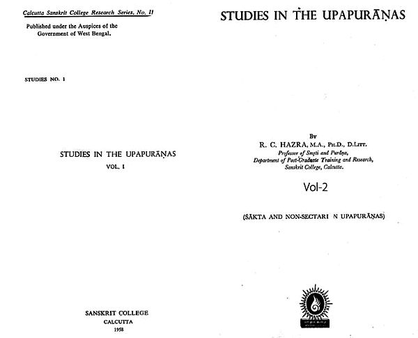 Studies in the Upapuranas- An Old and Rare Book: Pinholed (Set of 2 Volumes)