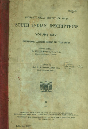 South Indian Inscriptions - Volume XXVI (An Old and Rare Book)