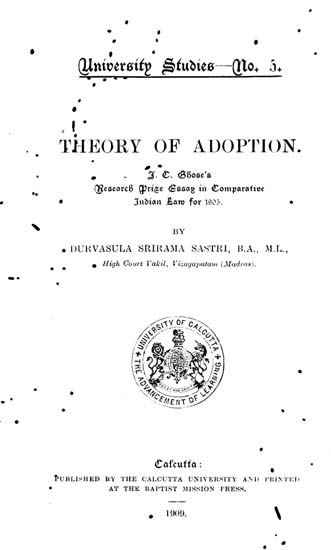Theory of Adoption (An Old and Rare Book - Pin Holed)