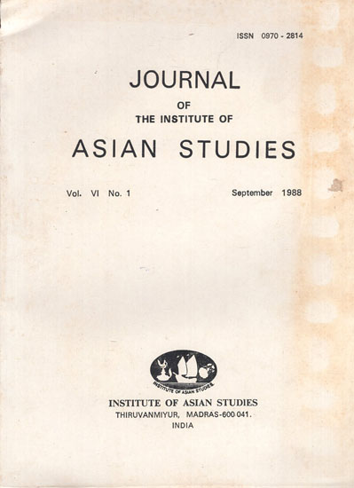 Journal of The Institute of Asian Studies- Vol. VI, No. 1- September 1988 (An Old and Rare Book)