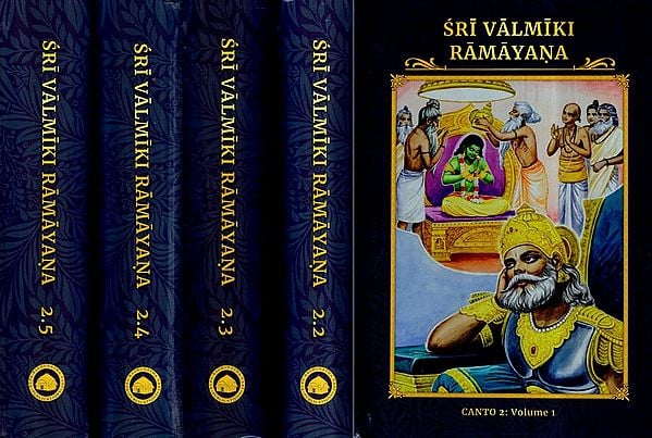 Sri Valmiki Ramayana- Ayodhya Kanda, Notes Based on Four Ancient Commentaries (Set of 5 Volumes)