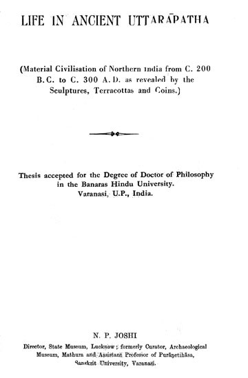 Life in Ancient Uttarapatha (An Old and Rare Book)