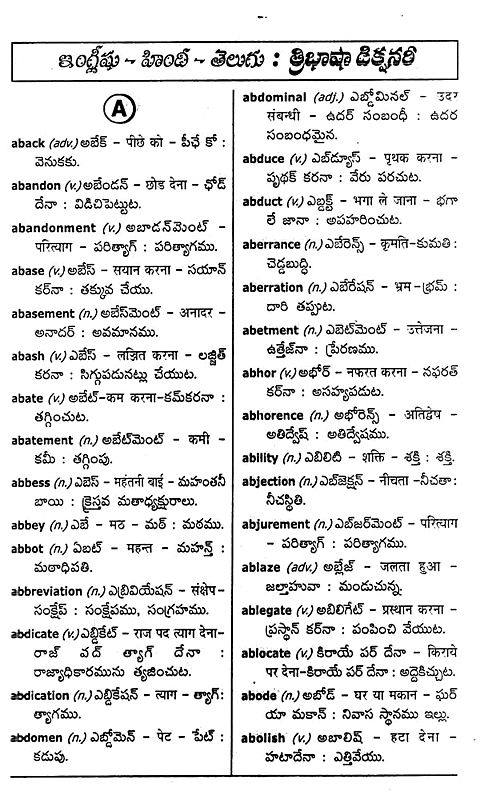 Hindi English Kannada Dictionary Thribhasha Nigantu