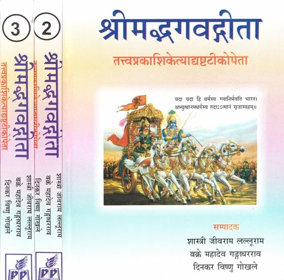 श्रीमद्भगवद्गीता: Shrimad Bhagvad-Gita With Eight Commentaries (Set  of 3 Volumes)