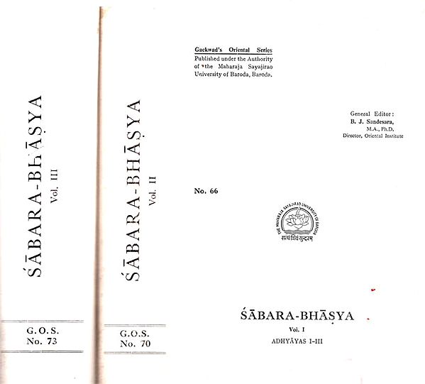 Complete Sabara-Bhasya (Set of 3 Volumes) (Old and Rare Book)