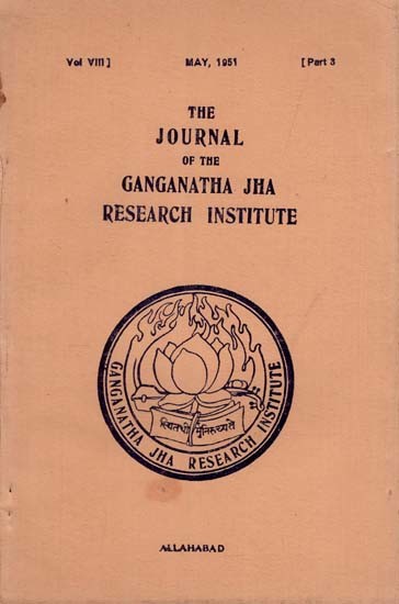 The Journal of the Ganganatha Jha Research Institute: May 1951, Part 3 (An Old and Rare Book)