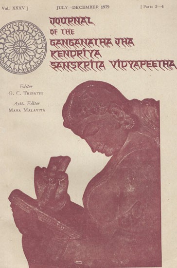 Journal of The Ganganatha Jha Kendriya Sanskrita Vidyapeetha Vol. XXXV Part -3-4 July-December 1979 (An Old & Rare Book)