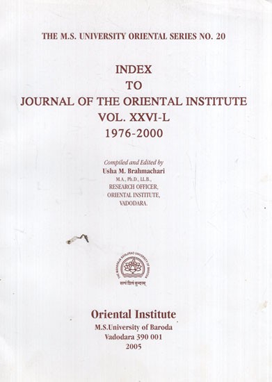 Index to Journal of the Oriental Institute: Volume- XXVI- L (1976- 2000)