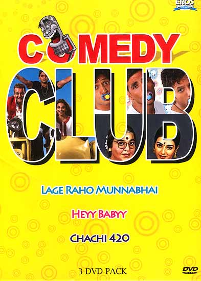 Comedy Club: Lage Raho Munnabhai, Heyy Babyy, Chachi 420 (Set of 3 Comedy Films (DVDs) with English Subtitles)