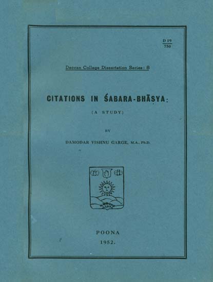 Citations in Sabara-Bhasya (A Study)