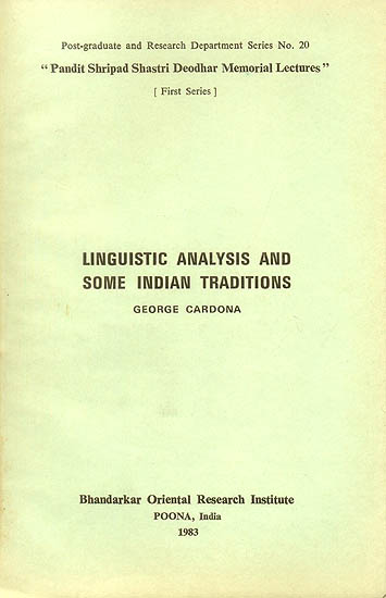 Linguistic Analysis and Some Indian Traditions (An Old and Rare Book)