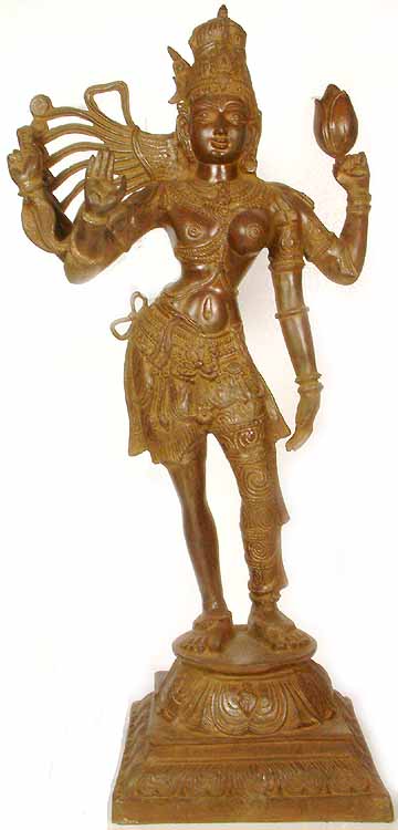 41" Large Size Ardhanarishvara : The Half Male and Half Female Form of Shiva In Brass | Handmade | Made In India