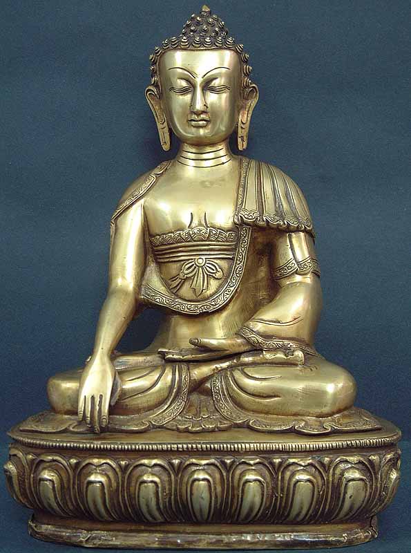 14" Buddha in Bhumisparsha-mudra In Brass | Handmade | Made In India