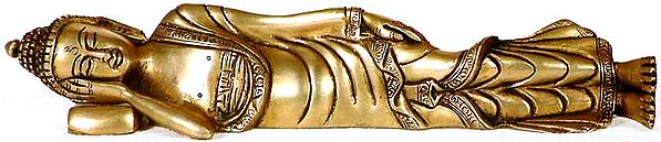 10" Buddha in Maha Parinirvana In Brass | Handmade | Made In India