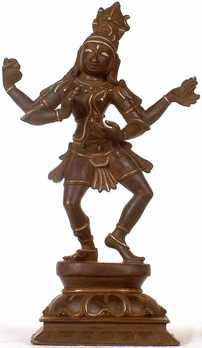 Dancing Shiva with Silver and Copper Inlay