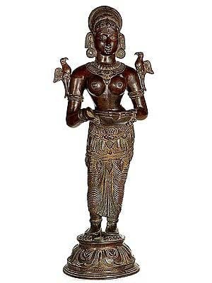 32" Deeplakshmi Statue in Brass | Handmade | Made in India
