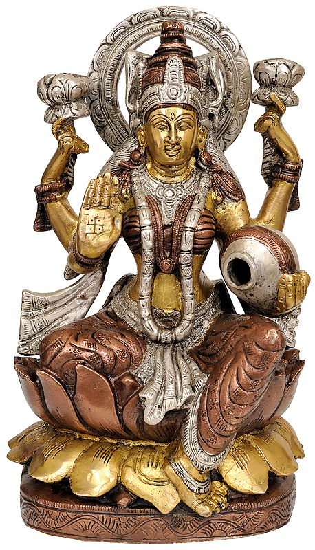 11" Goddess Lakshmi In Brass | Handmade | Made In India
