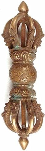 10" Tibetan Buddhist Antiquated Seven-Pronged Vajra In Brass | Handmade | Made In India