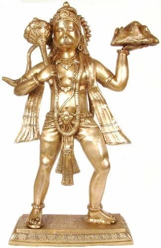 24" Lord Hanuman Idol with Mount Sanjivani in Brass | Handmade | Made in India