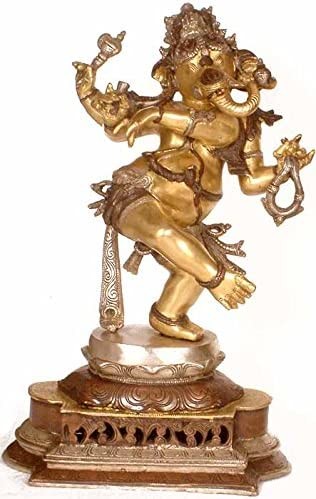 24" Dancing Ganesha Brass Figurine | Handmade | Made in India