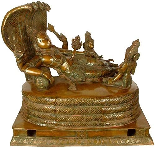 22" Large Size Sheshshayi Vishnu In Brass | Handmade | Made In India