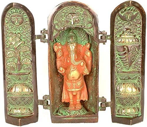 7" Folding Ganesha Temple In Brass | Handmade | Made In India