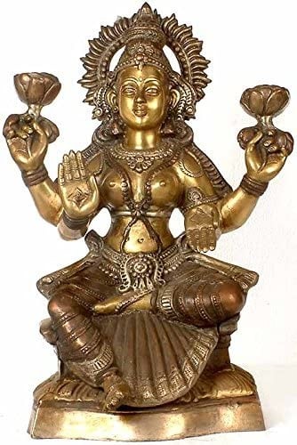 18" Goddess Lakshmi In Brass | Handmade | Made In India