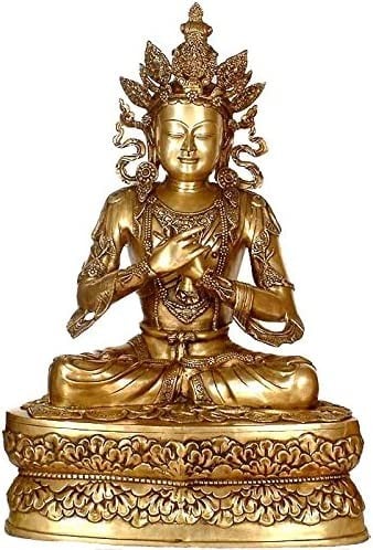 34" Large Size Crowned Buddha (Sambhogakaya) In Brass | Handmade | Made In India