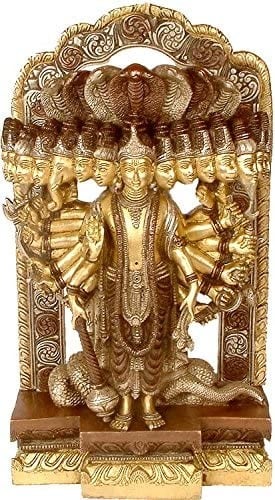 14" Lord Vishnu in His Cosmic Magnification In Brass | Handmade | Made In India