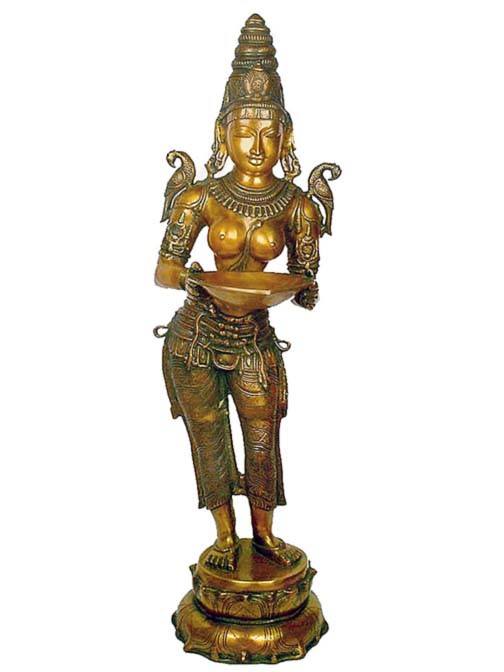 45" Handmade Brass Large Size Deeplakshmi Sculpture | Made in India