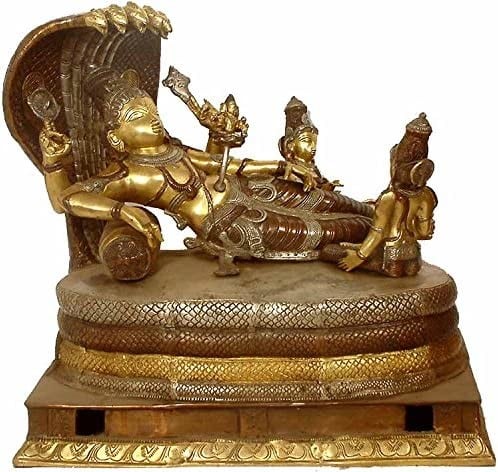 21" Large Size Sheshshayi Vishnu In Brass | Handmade | Made In India