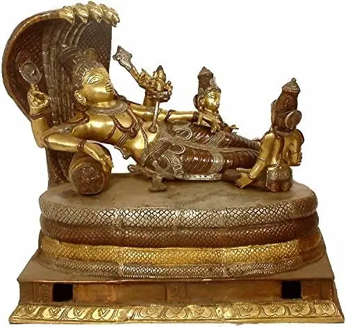 21" Large Sheshshayi Vishnu in Brass | Made in India