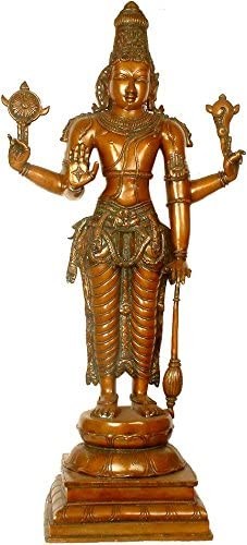 38" Large Size Lord Vishnu In Brass | Handmade | Made In India