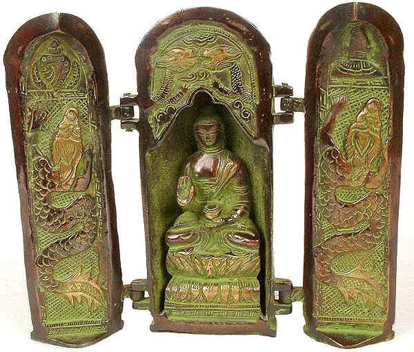 8" Tibetan Buddhist Folding Buddha Temple In Brass | Handmade | Made In India