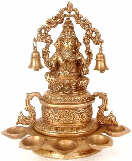 Ganesha with Five Lamps and Two Bells