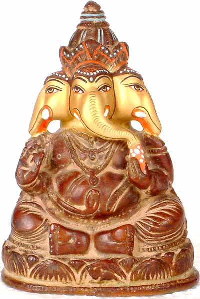 Ganesha with Three Golden Heads