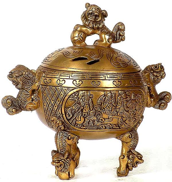 Incense Burner with Snow Lions