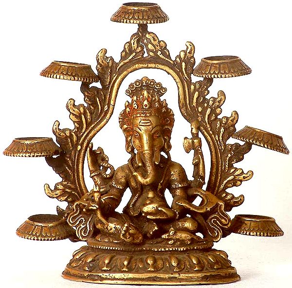 Lord Ganesha with Seven-lamp Aureole