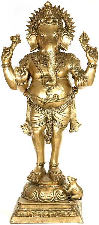 51" Lord Ganesha with Short Dhoti In Brass | Handmade | Made In India