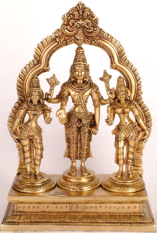 Lord Vishnu with Shridevi and Bhudevi