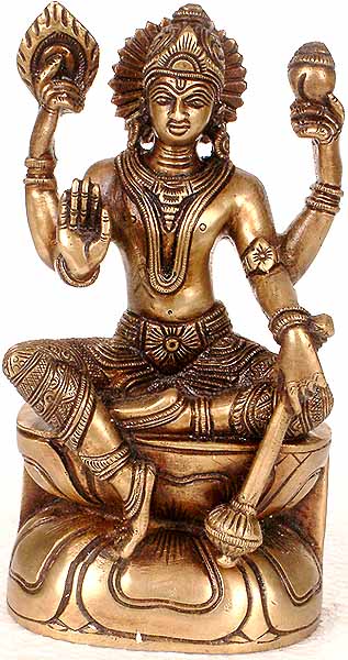 6" Lord Vishnu In Brass | Handmade | Made In India